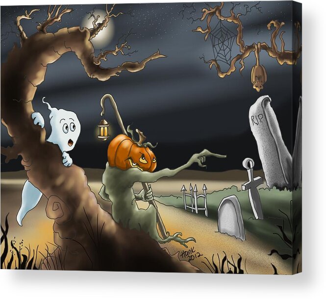 Halloween Acrylic Print featuring the digital art A Long Night by Hank Nunes
