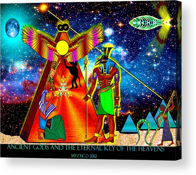 Ancient Egypt Acrylic Print featuring the mixed media Ancient Gods by Myztico Campo