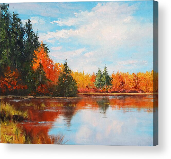 Autumn Acrylic Print featuring the painting Autumn Reflections by Graham Gercken