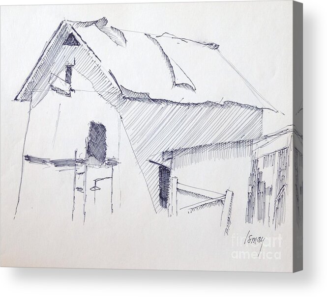 Barn Acrylic Print featuring the drawing Barn 3 by Rod Ismay