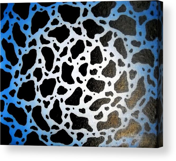 Blue Acrylic Print featuring the painting Blue Fragments by Edwin Alverio