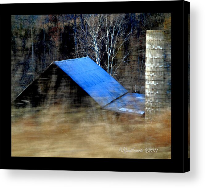 Barn Acrylic Print featuring the photograph 'Blue Roof Barn' by PJQandFriends Photography
