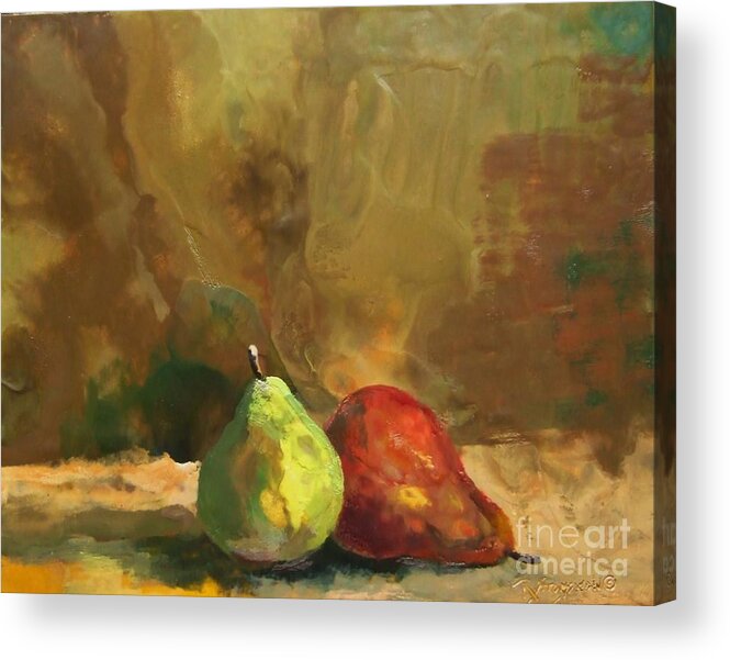 Pears Acrylic Print featuring the painting Burnished Pears by Ruth Stromswold