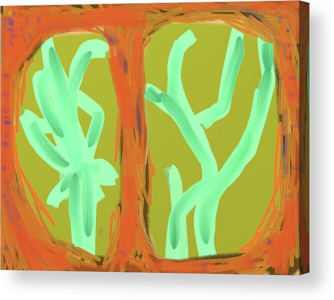 Cactus Acrylic Print featuring the painting Cacti Through Binoculars by Naomi Jacobs