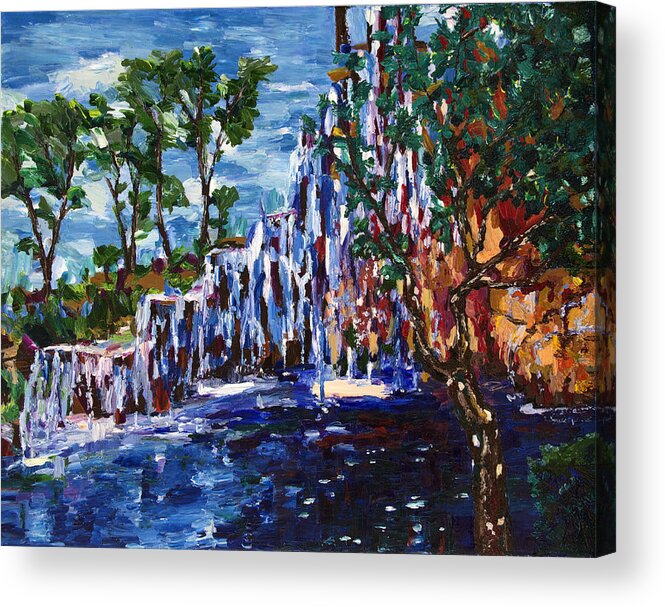 Waterfall Acrylic Print featuring the painting Cascade by Yelena Rubin