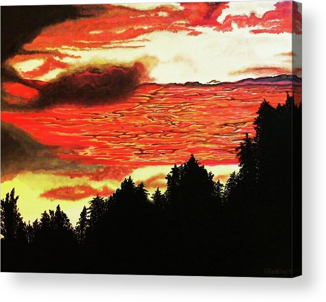 Clouds Acrylic Print featuring the painting Central Coast Sunset by Victoria Rhodehouse