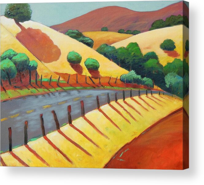 Rural Acrylic Print featuring the painting Country Road Late by Gary Coleman