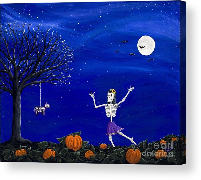 Dancing Acrylic Print featuring the painting Dancing in the Pumpkin Patch by Kerri Sewolt