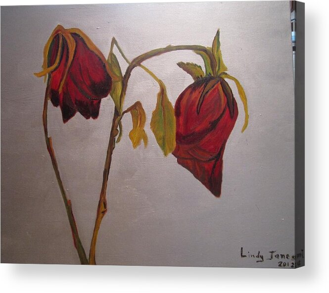 Dry Acrylic Print featuring the painting Dry Red Roses by Jennylynd James