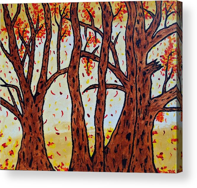 Leaves Acrylic Print featuring the painting Falling Leaves by Ron Kandt