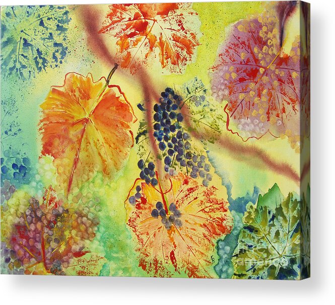 Grapes Acrylic Print featuring the painting Floating by Karen Fleschler