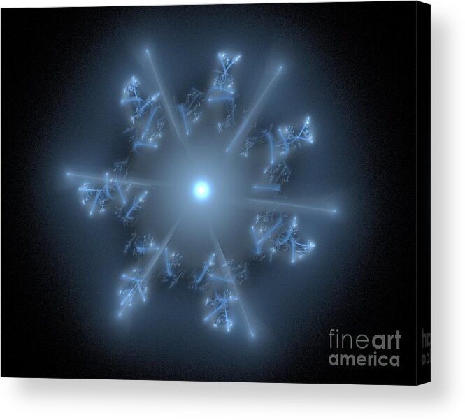 Artwork Acrylic Print featuring the digital art Fractal blue star by Henrik Lehnerer
