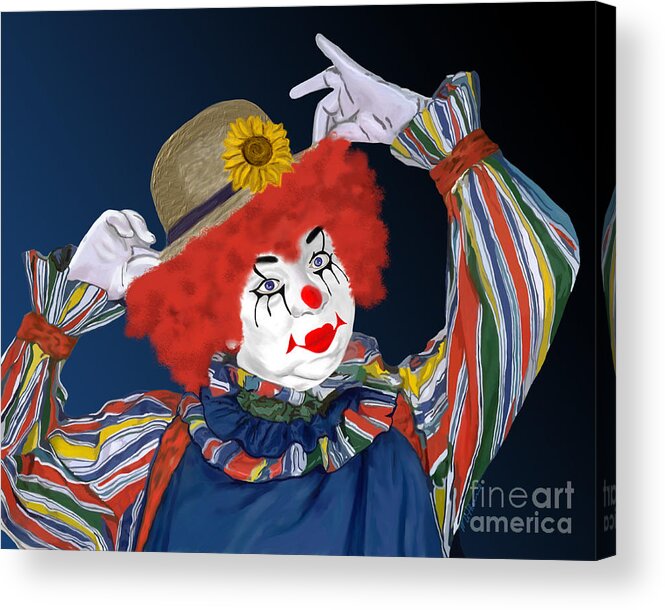 Happy Clown Acrylic Print featuring the painting Happy Clown by Two Hivelys