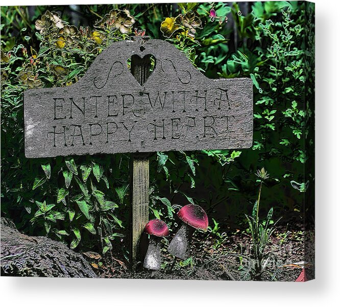 Flower Acrylic Print featuring the digital art Happy Heart Garden by Smilin Eyes Treasures