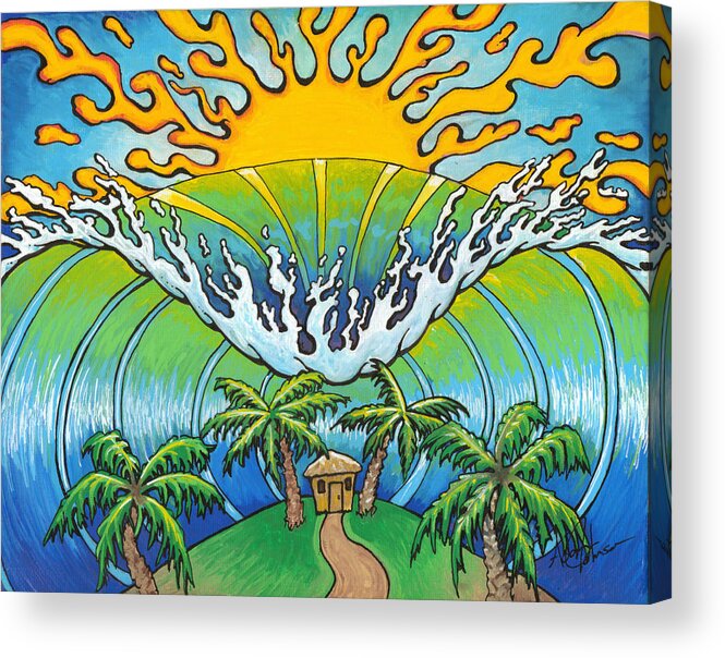Landscape Acrylic Print featuring the painting Hungry Wave by Adam Johnson