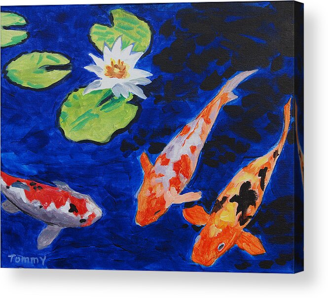 Koi Acrylic Print featuring the painting Just Being Koi by Tommy Midyette