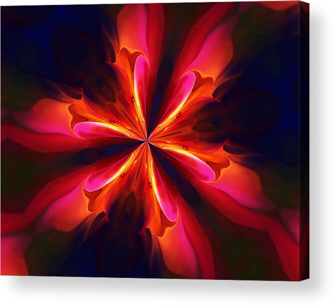 Kaleidoscope Digital Art Acrylic Print featuring the digital art Kaliedoscope Flower 121011 by David Lane