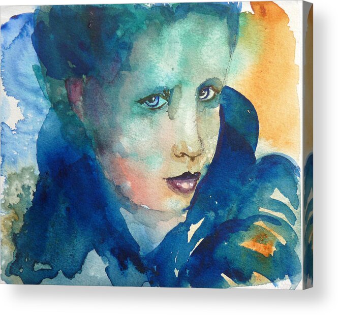 Woman Acrylic Print featuring the painting Lady Blue by P Maure Bausch