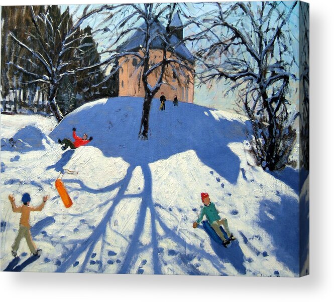 French Landscape Acrylic Print featuring the painting Les Gets by Andrew Macara