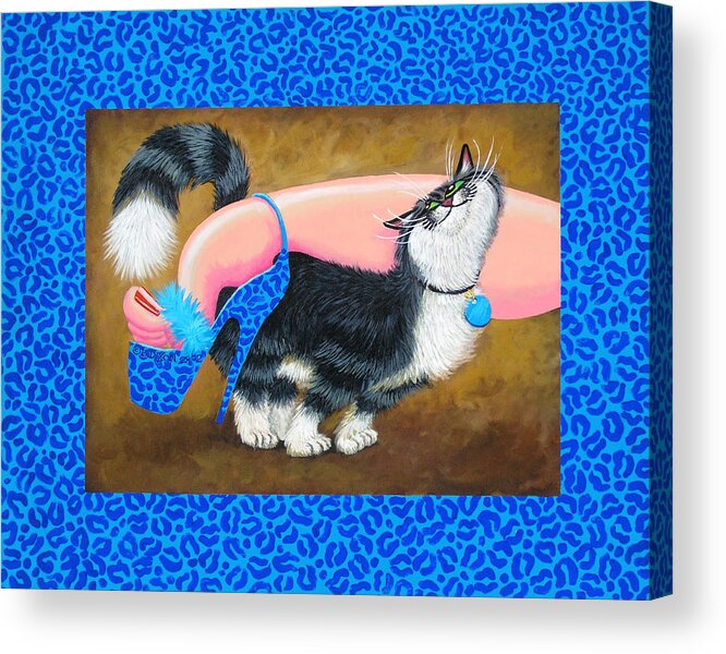 Cat Acrylic Print featuring the painting Love Pump Blue by Baron Dixon