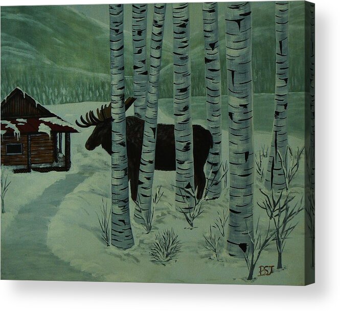 Alces Acrylic Print featuring the painting Moose Lake by Barbara St Jean