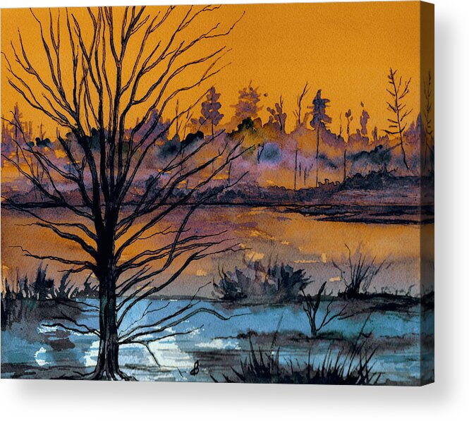 Landscape Acrylic Print featuring the painting October Sky by Brenda Owen