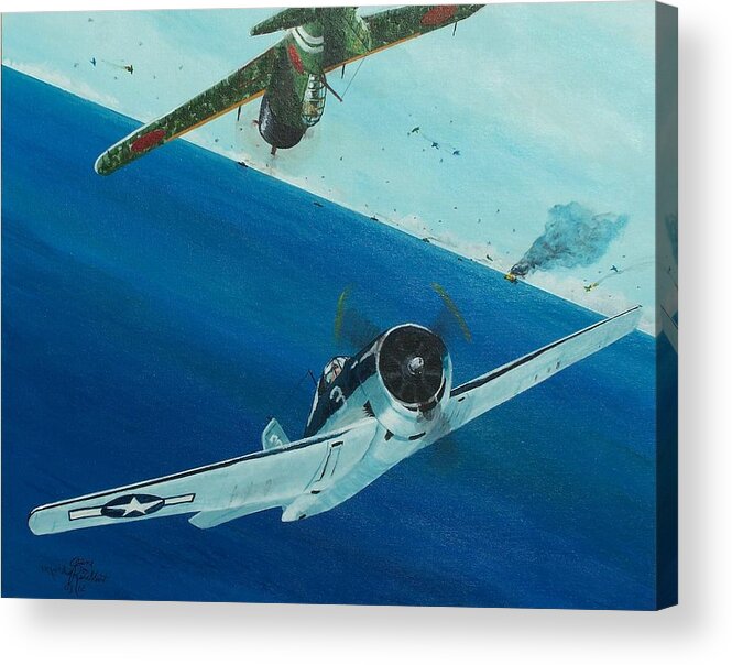 Zero Acrylic Print featuring the painting Pacific Duel by Gene Ritchhart