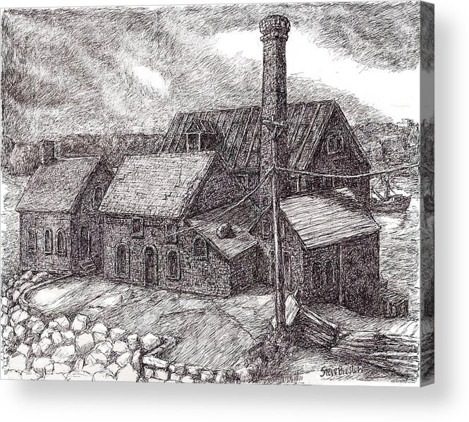 Factory Acrylic Print featuring the digital art Paint Factory Rocky Neck by Steve Breslow