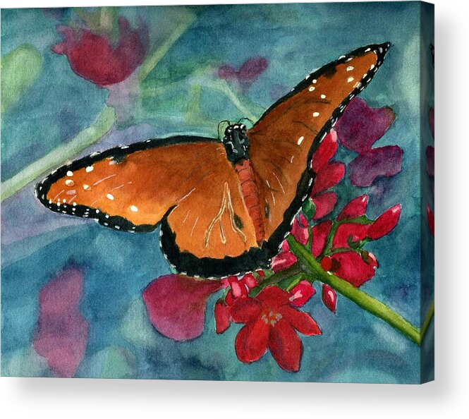 Butterfly Acrylic Print featuring the painting Papilio fandango by Lynne Reichhart