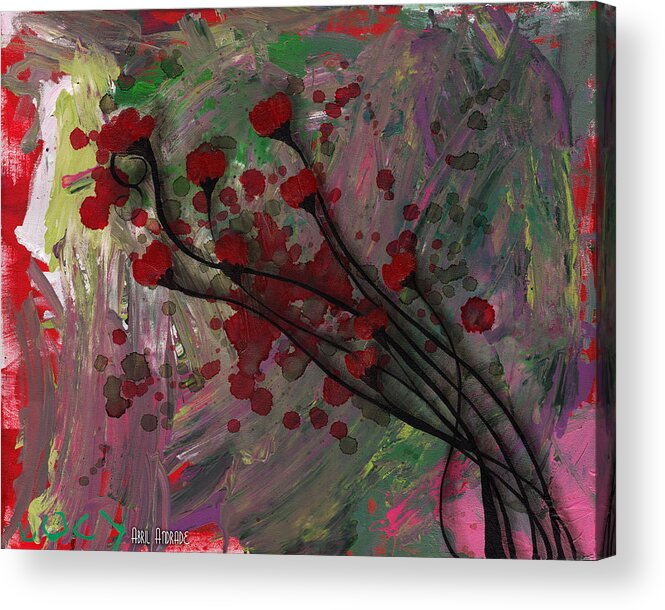 Lucy Griffith Acrylic Print featuring the painting Poppies by Abril Andrade