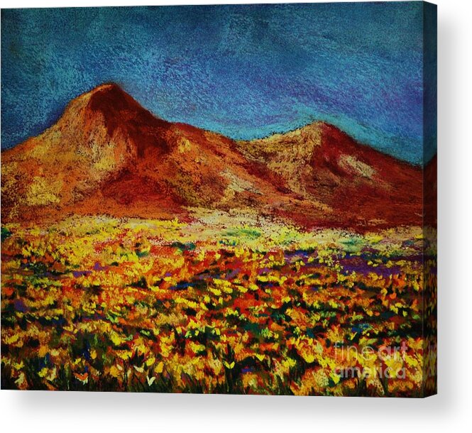 Trans Mountain Acrylic Print featuring the painting Poppies by Melinda Etzold