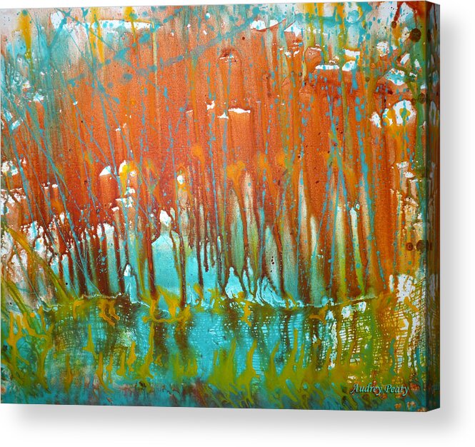 Rust Acrylic Print featuring the painting Pour One by Audrey Peaty
