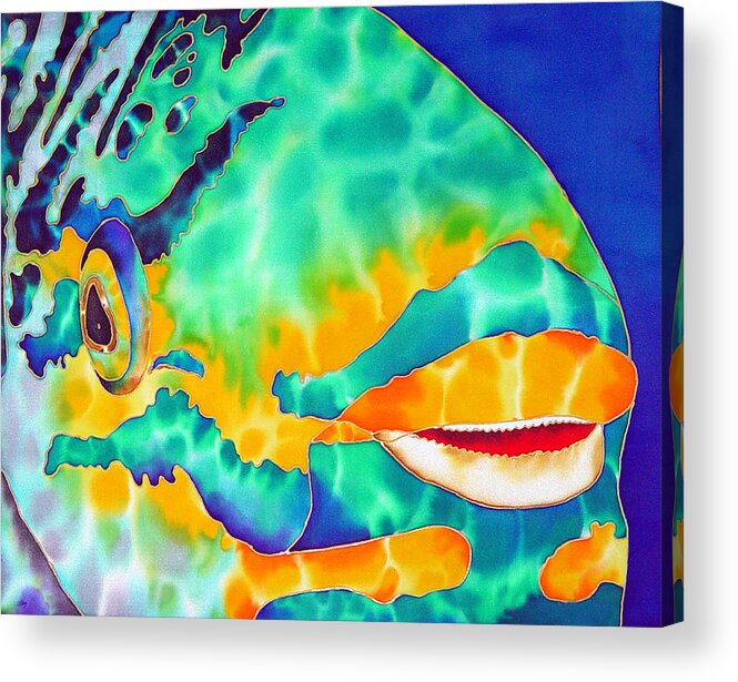 Diving Acrylic Print featuring the painting Queen Parrotfish by Daniel Jean-Baptiste