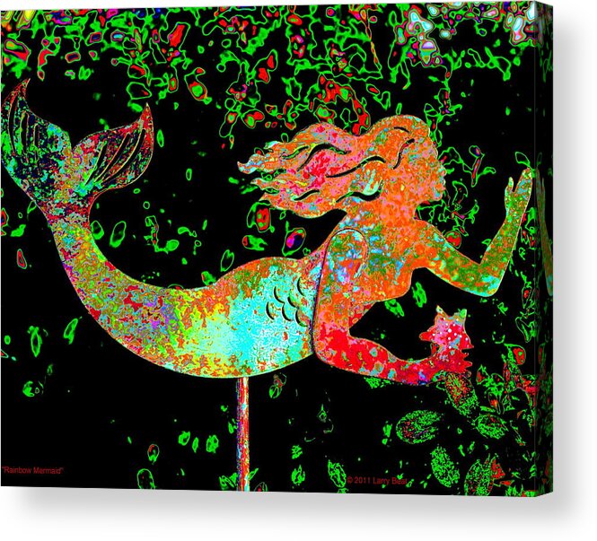 Rainbow Acrylic Print featuring the digital art Rainbow Mermaid by Larry Beat