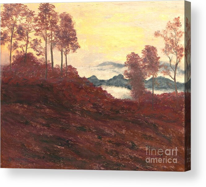 Meadow Acrylic Print featuring the pastel Red Evening by Ginny Neece