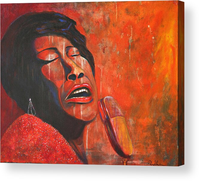 Ella Fitzgerald Acrylic Print featuring the painting Red Hot Miss E by Richard Lewis