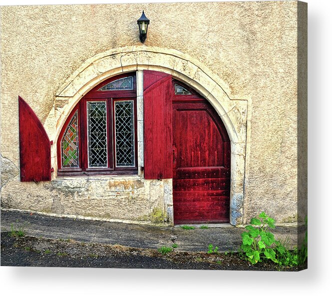 Red Door Acrylic Print featuring the photograph Red Windows and Door Provence France by Dave Mills