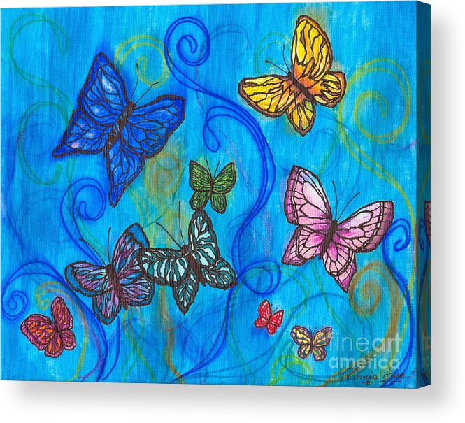 Butterflies Acrylic Print featuring the painting Releasing Butterflies II by Denise Hoag