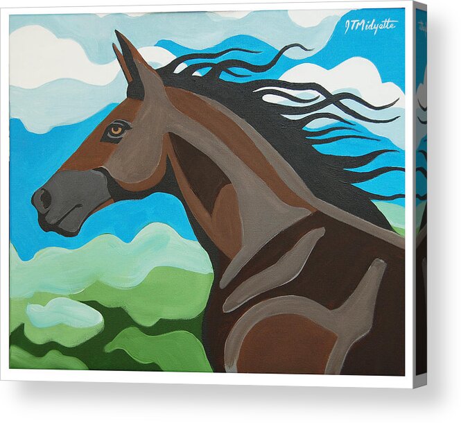 Horse Acrylic Print featuring the painting Running Horse by Tommy Midyette