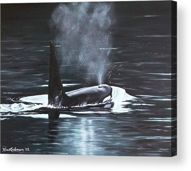 Ocean Acrylic Print featuring the painting San Juan Resident by Kim Lockman