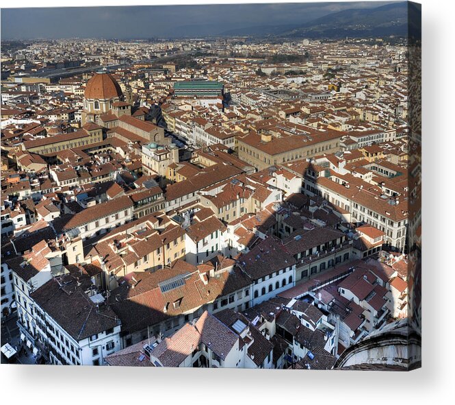 Duomo Acrylic Print featuring the photograph San Lorenzo and Duomo shadow Florence by Gary Eason