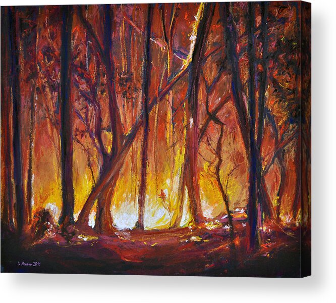 Fire Acrylic Print featuring the painting Savage Beauty by Li Newton