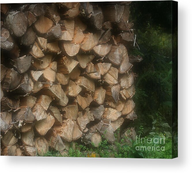 Firewood Acrylic Print featuring the photograph Stacked Firewood by Smilin Eyes Treasures
