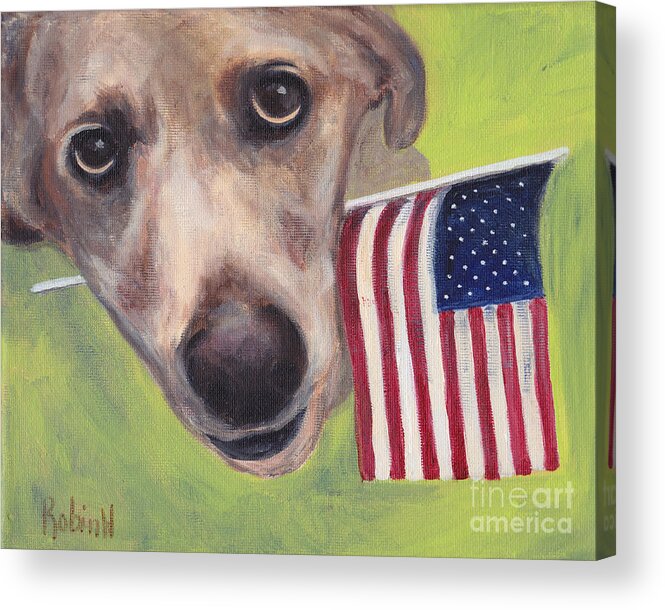 Dog Acrylic Print featuring the painting Stars and Stripes Furr-ever by Robin Wiesneth