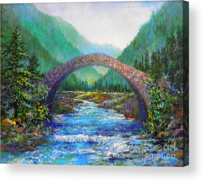 Stone Bridge Acrylic Print featuring the painting Stone Bridge by Lou Ann Bagnall
