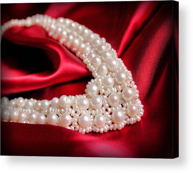Pearls Acrylic Print featuring the photograph String of Pearls by Kristin Elmquist