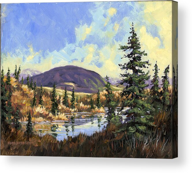 Alaska Acrylic Print featuring the painting Sugarloaf Mountain by Kurt Jacobson