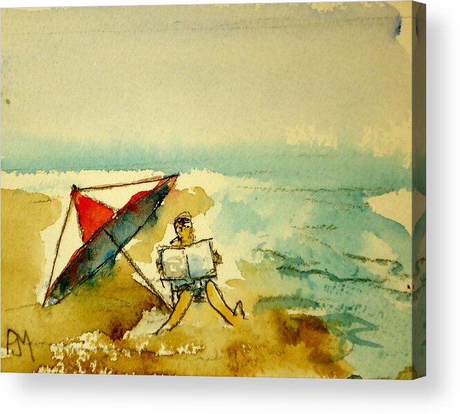 Beach Acrylic Print featuring the painting Sunday Mornin by Pete Maier