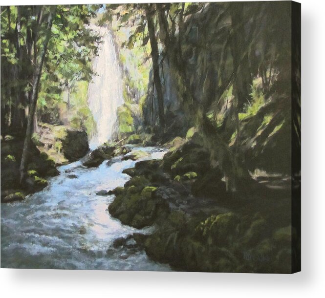 Original Acrylic Print featuring the painting Susan Creek Falls by Karen Ilari
