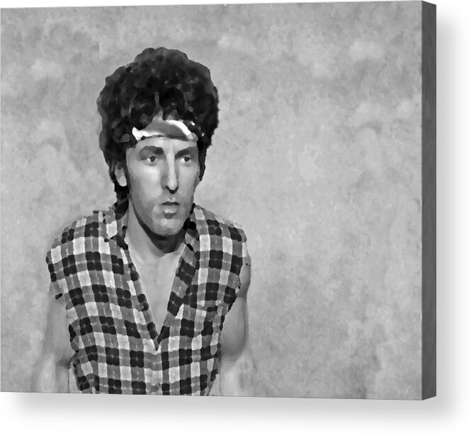 Bruce Springsteen Acrylic Print featuring the photograph The Boss BW by David Dehner
